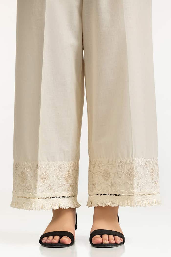 Gul Ahmed Stitched Beige Lawn Embroidered Trouser IUSTTR-42008