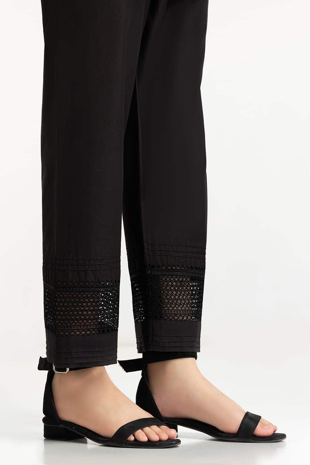 Gul Ahmed Stitched Black Lawn Embellished Trouser IUSTTR-42009