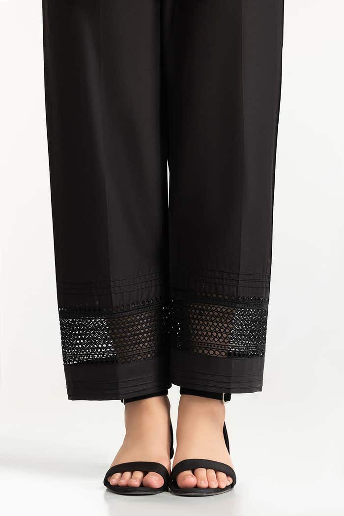 Gul Ahmed Stitched Black Lawn Embellished Trouser IUSTTR-42009