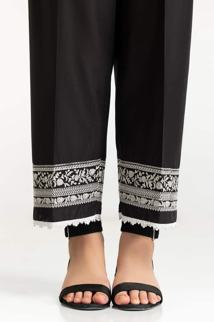 Gul Ahmed Stitched Black Lawn Embellished Trouser IUSTTR-42012