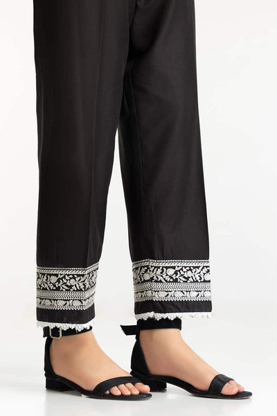 Gul Ahmed Stitched Black Lawn Embellished Trouser IUSTTR-42012