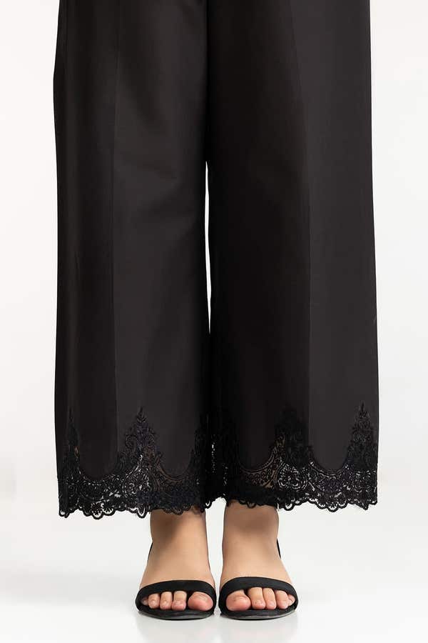 Gul Ahmed Stitched Black Lawn Embellished Trouser IUSTTR-42013