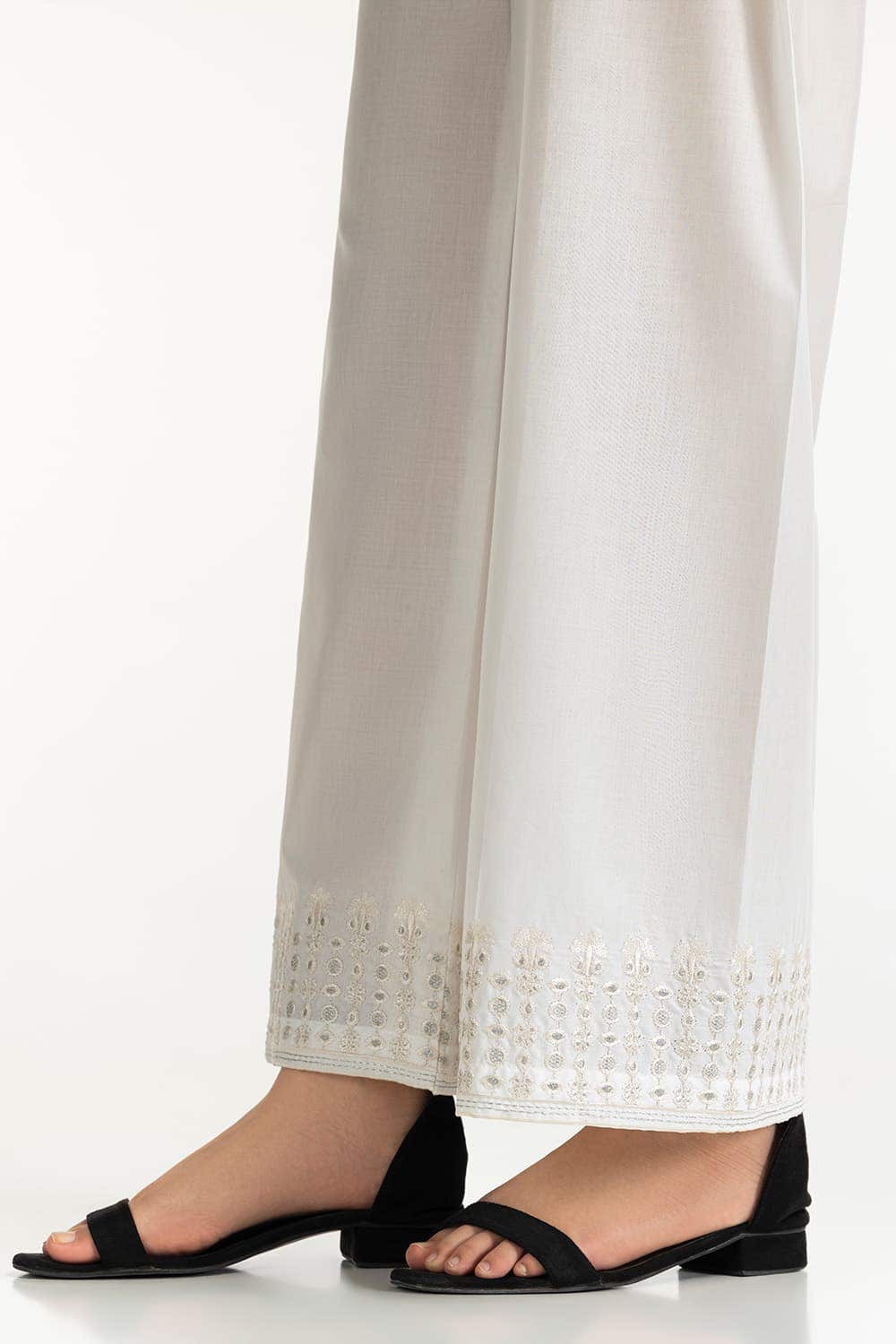 Gul Ahmed Stitched White Lawn Embellished Trouser IUSTTR-42014