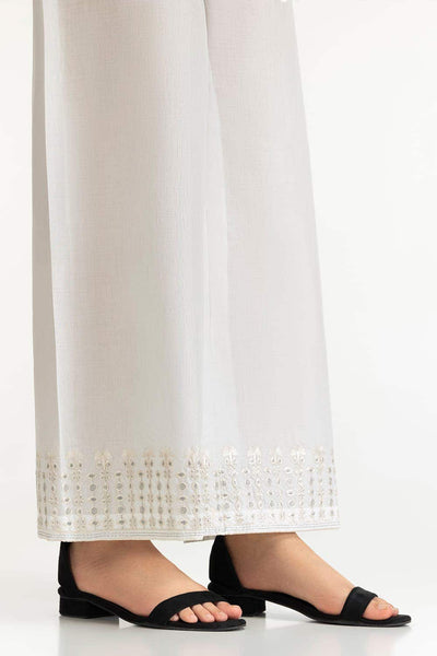 Gul Ahmed Stitched White Lawn Embellished Trouser IUSTTR-42014