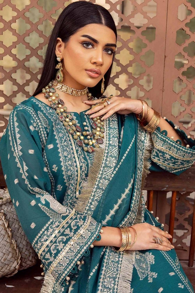 Gul Ahmed 3PC Jacquard Unstitched Suit with Jacquard Dupatta - JD-32027