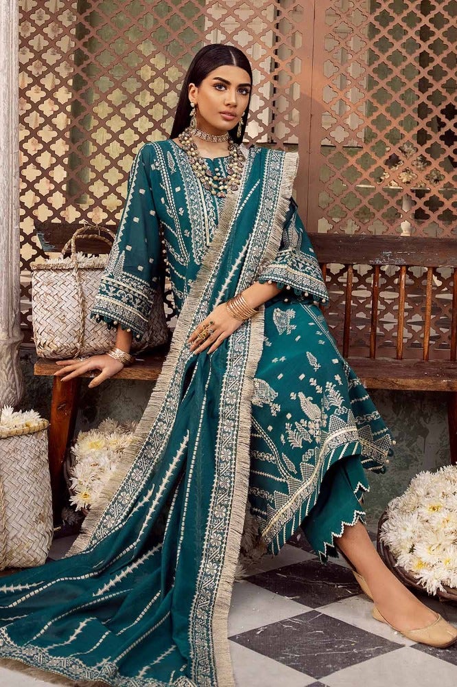 Gul Ahmed 3PC Jacquard Unstitched Suit with Jacquard Dupatta - JD-32027