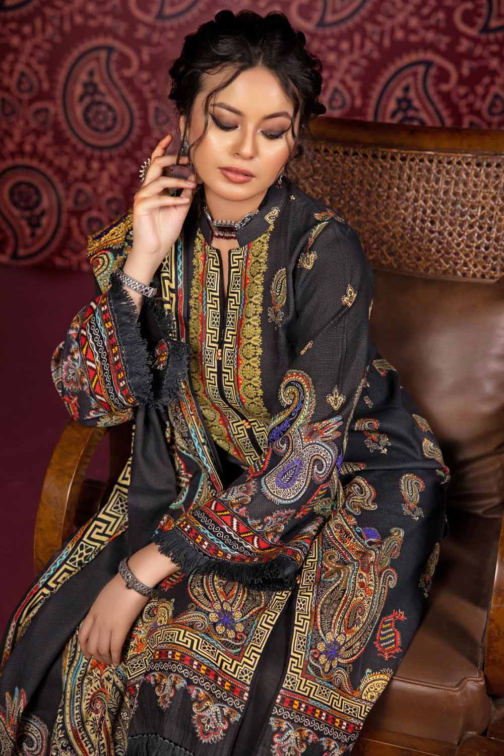 Gul Ahmed 3PC Cotton Linen Unstitched Suit K-32003