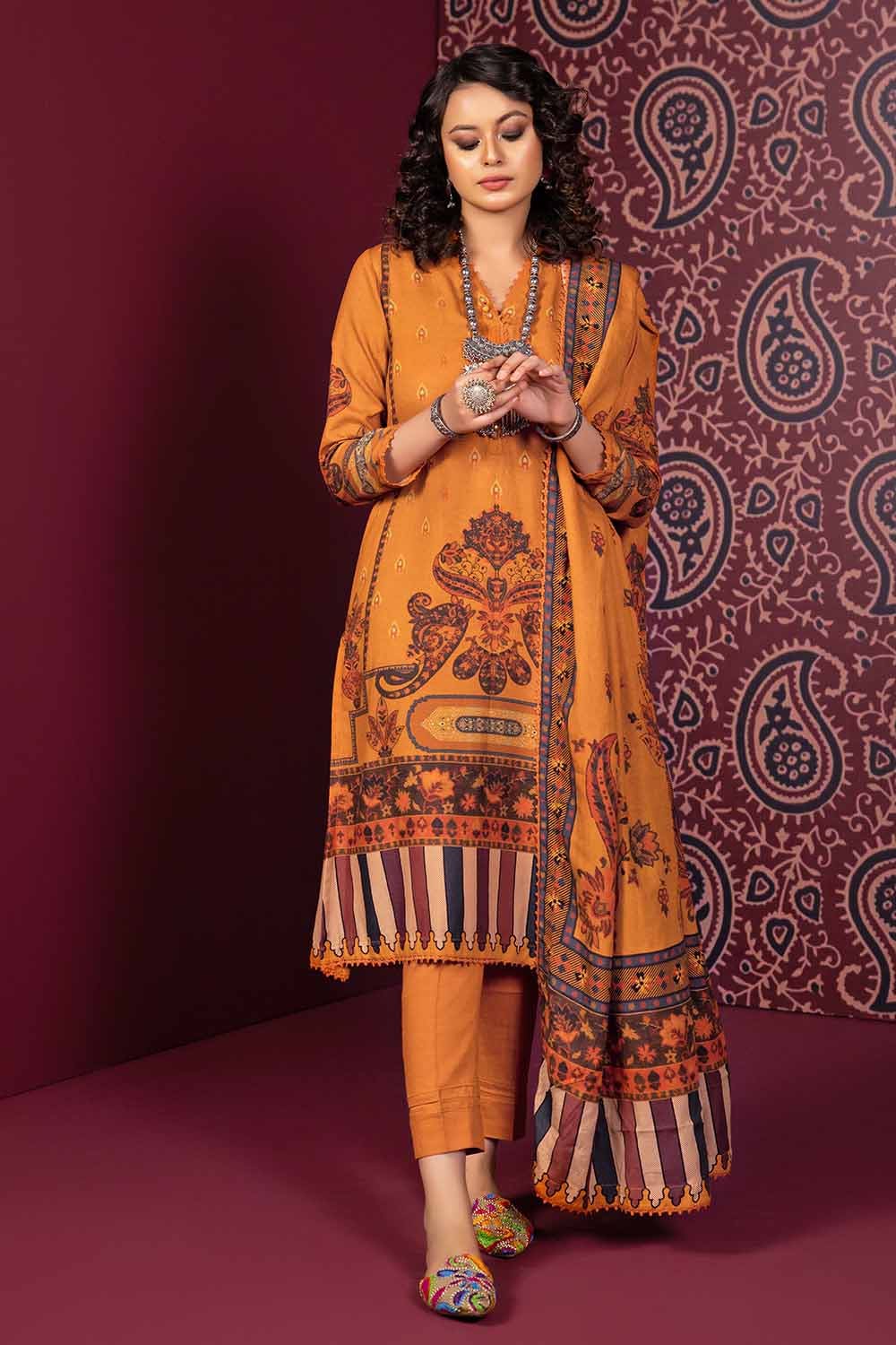 Gul Ahmed 3PC Cotton Linen Unstitched Suit K-32006