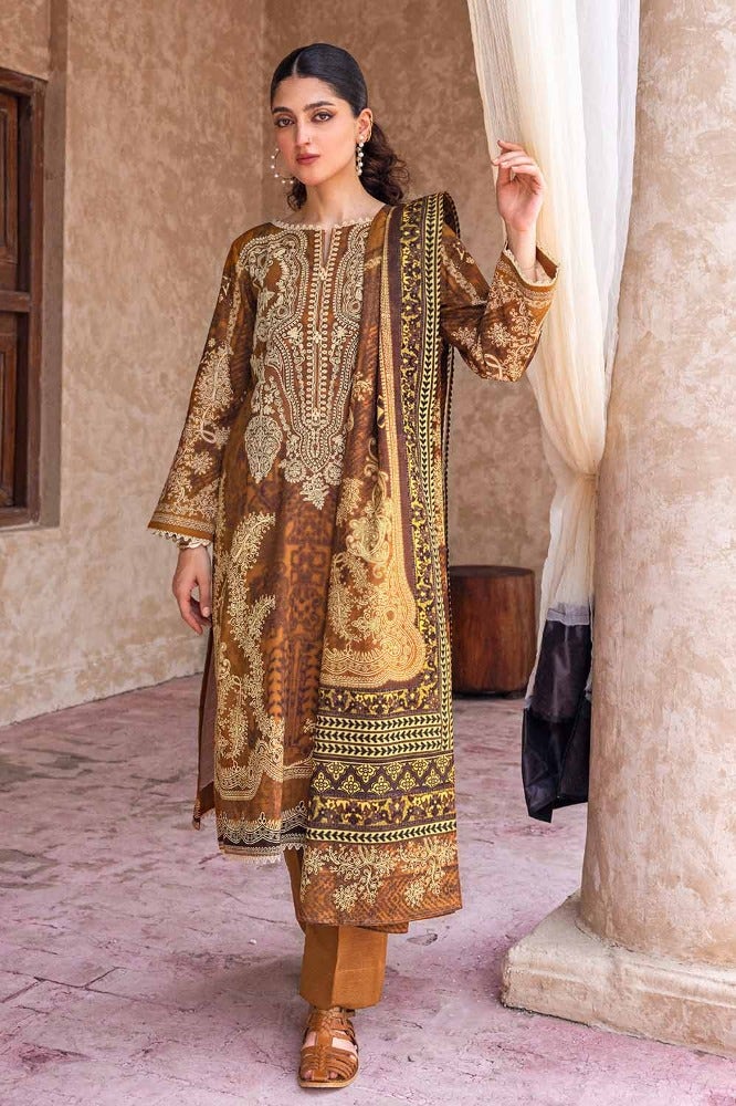 Gul Ahmed 3PC Embroidered Khaddar Unstitched Suit with Digital Printed Khaddar Dupatta K-32016