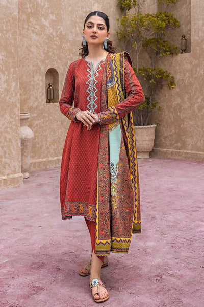Gul Ahmed 3PC Embroidered Khaddar Unstitched Suit with Embroidered Neckline on Organza K-32026