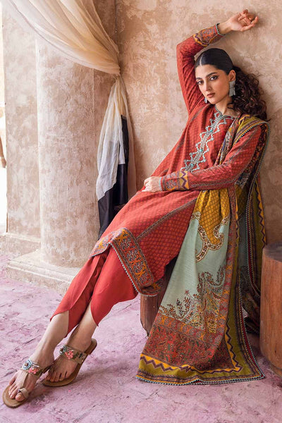 Gul Ahmed 3PC Embroidered Khaddar Unstitched Suit with Embroidered Neckline on Organza K-32026