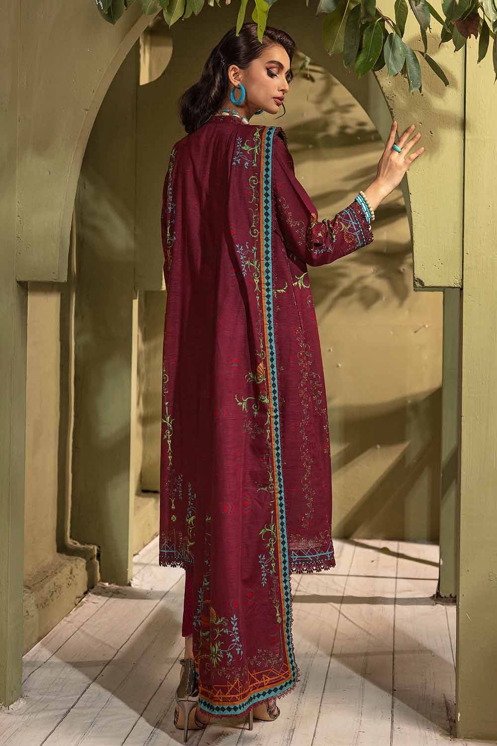 Gul Ahmed 3PC Embroidered Khaddar Unstitched Suit with Embroidered Border K-32029