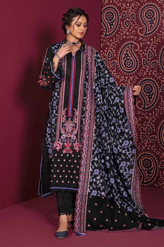 Gul Ahmed 3PC Embroidered Khaddar Unstitched Suit with Embroidered Khaddar Dupatta K-32030