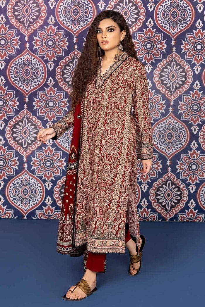 Gul Ahmed 3PC Khaddar Printed Unstitched Suit K-32035 B