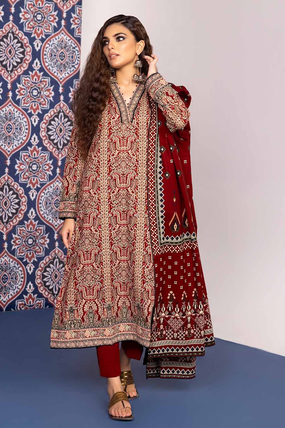 Gul Ahmed 3PC Khaddar Printed Unstitched Suit K-32035 B