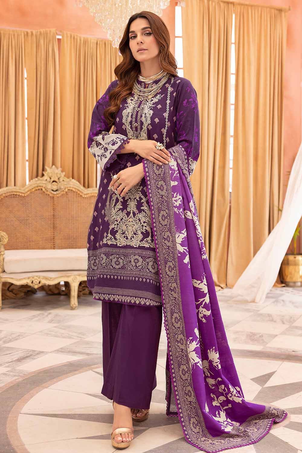 Gul Ahmed 3PC Embroidered Khaddar Unstitched Suit K-32040