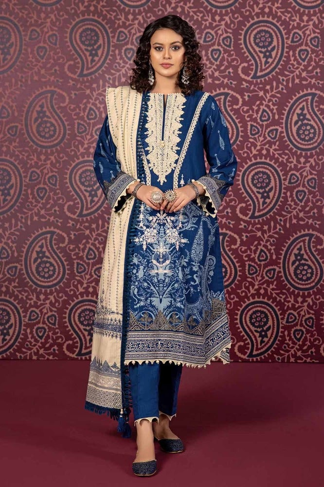 Gul Ahmed 3PC Embroidered Khaddar Unstitched Suit with Printed Khaddar Dupatta K-32041