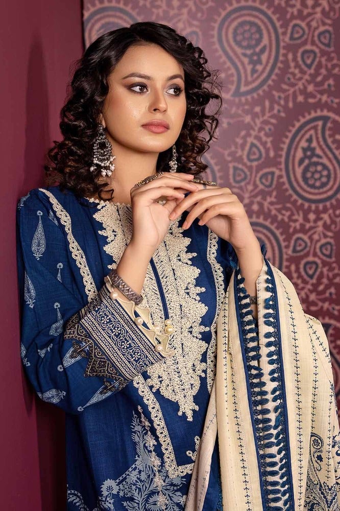 Gul Ahmed 3PC Embroidered Khaddar Unstitched Suit with Printed Khaddar Dupatta K-32041