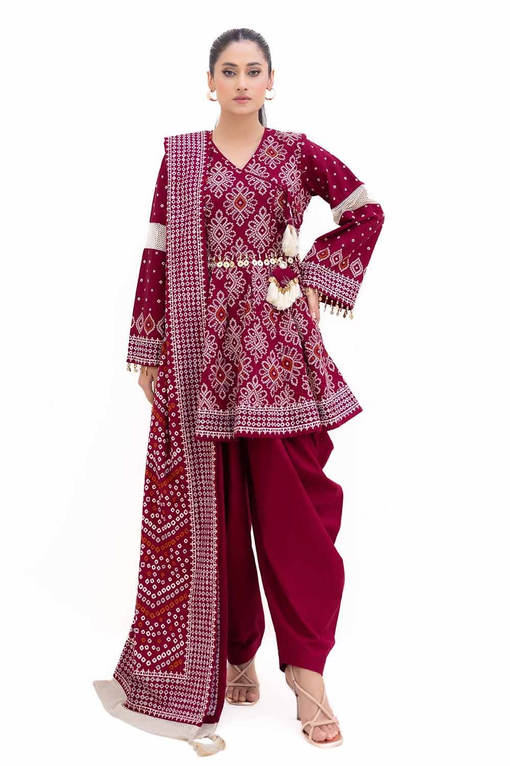 Gul Ahmed 3PC Unstitched Printed Light Khaddar Suit K-42002 L