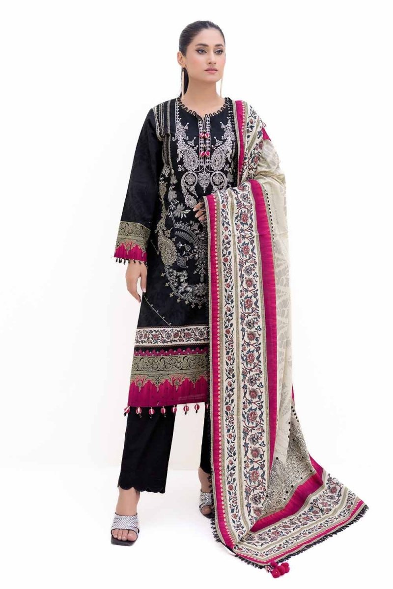 Gul Ahmed 3PC Unstitched Embroidered Printed Light Khaddar Suit with Printed Khaddar Dupatta K-42012 L