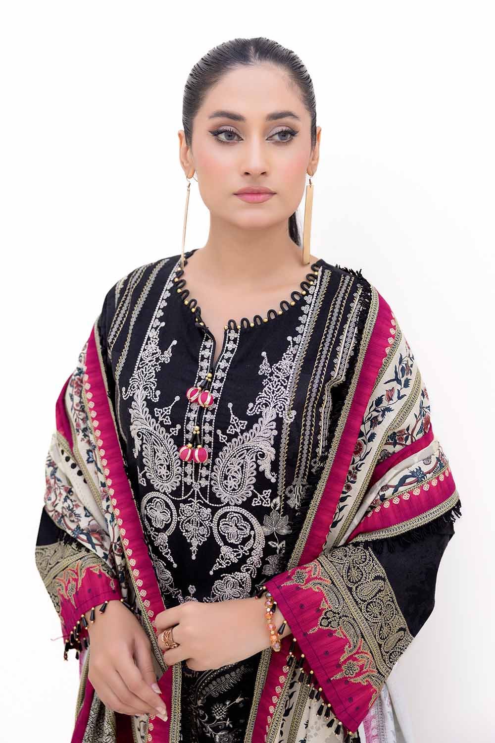 Gul Ahmed 3PC Unstitched Embroidered Printed Light Khaddar Suit with Printed Khaddar Dupatta K-42012 L