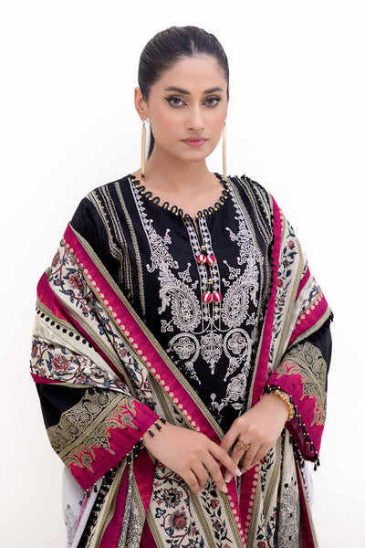 Gul Ahmed 3PC Unstitched Embroidered Printed Light Khaddar Suit with Printed Khaddar Dupatta K-42012 L
