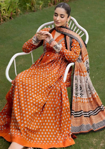 Gul Ahmed 3 Piece Unstitched Printed Embroidered Khaddar Shirt With Printed Stripe Khaddar Dupatta K-52019