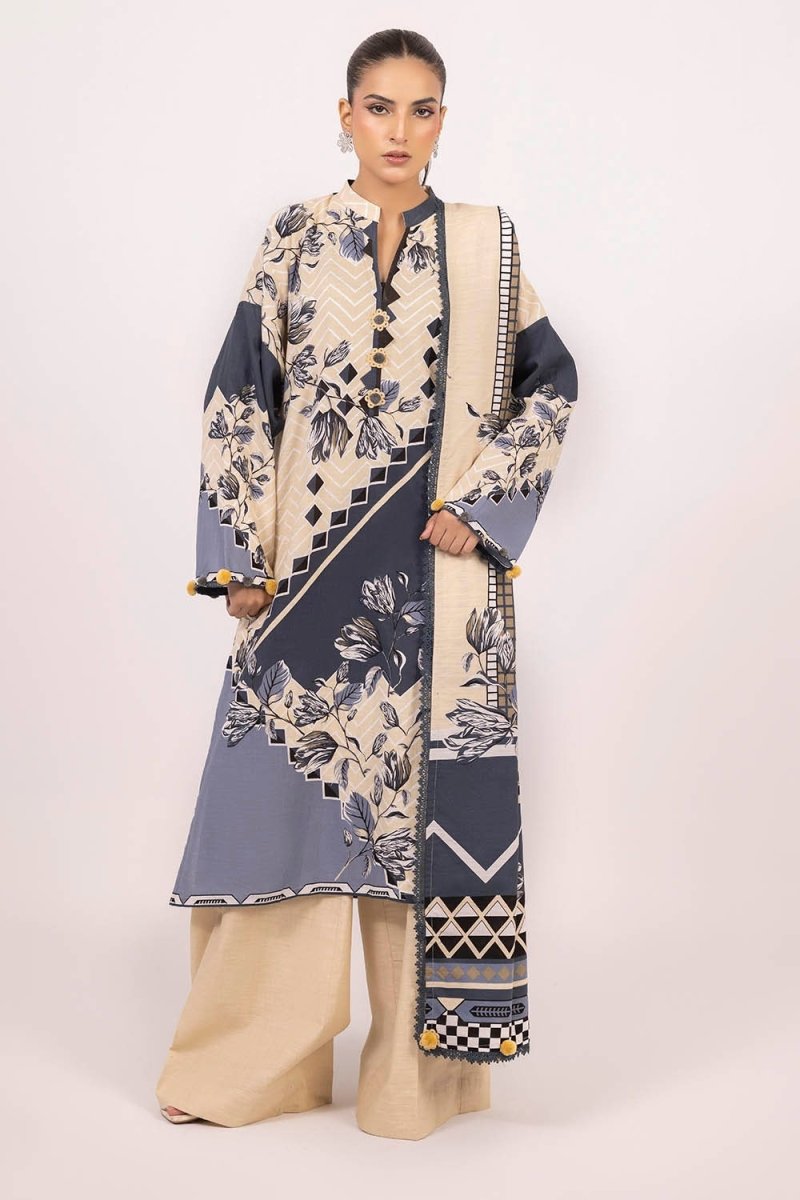 Gul Ahmed 3 Piece Unstitched Printed Khaddar Suit K-52023