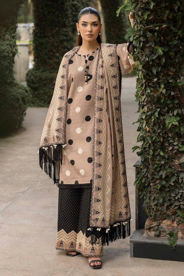 Gul Ahmed 3 Piece Unstitched Printed Mehsuri Stripe Khaddar Suit K-52058