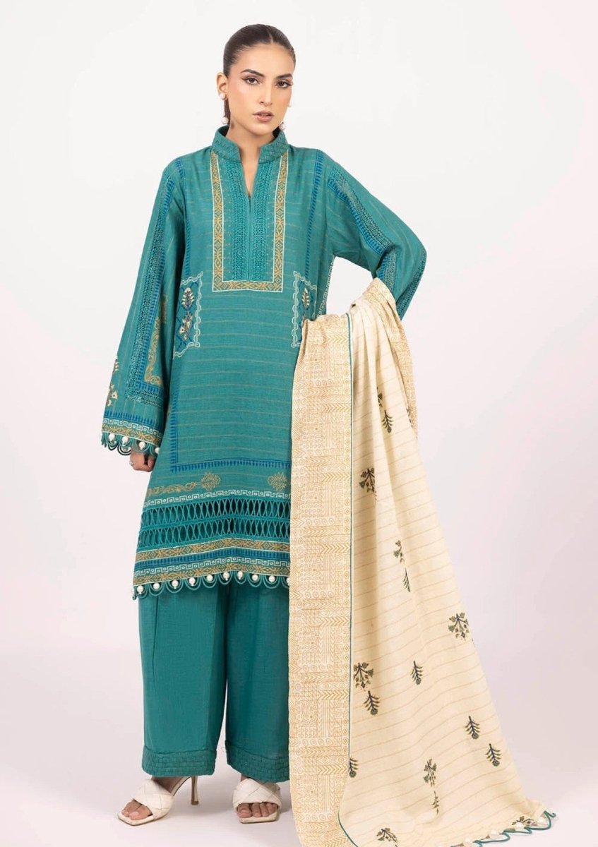 Gul Ahmed 3 Piece Unstitched Mehsuri Stripe Khaddar Suit K-52059