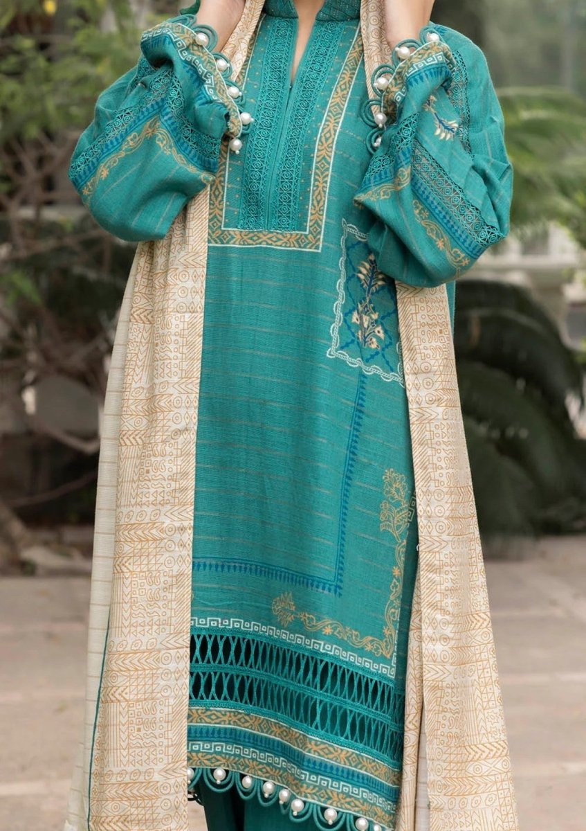 Gul Ahmed 3 Piece Unstitched Mehsuri Stripe Khaddar Suit K-52059