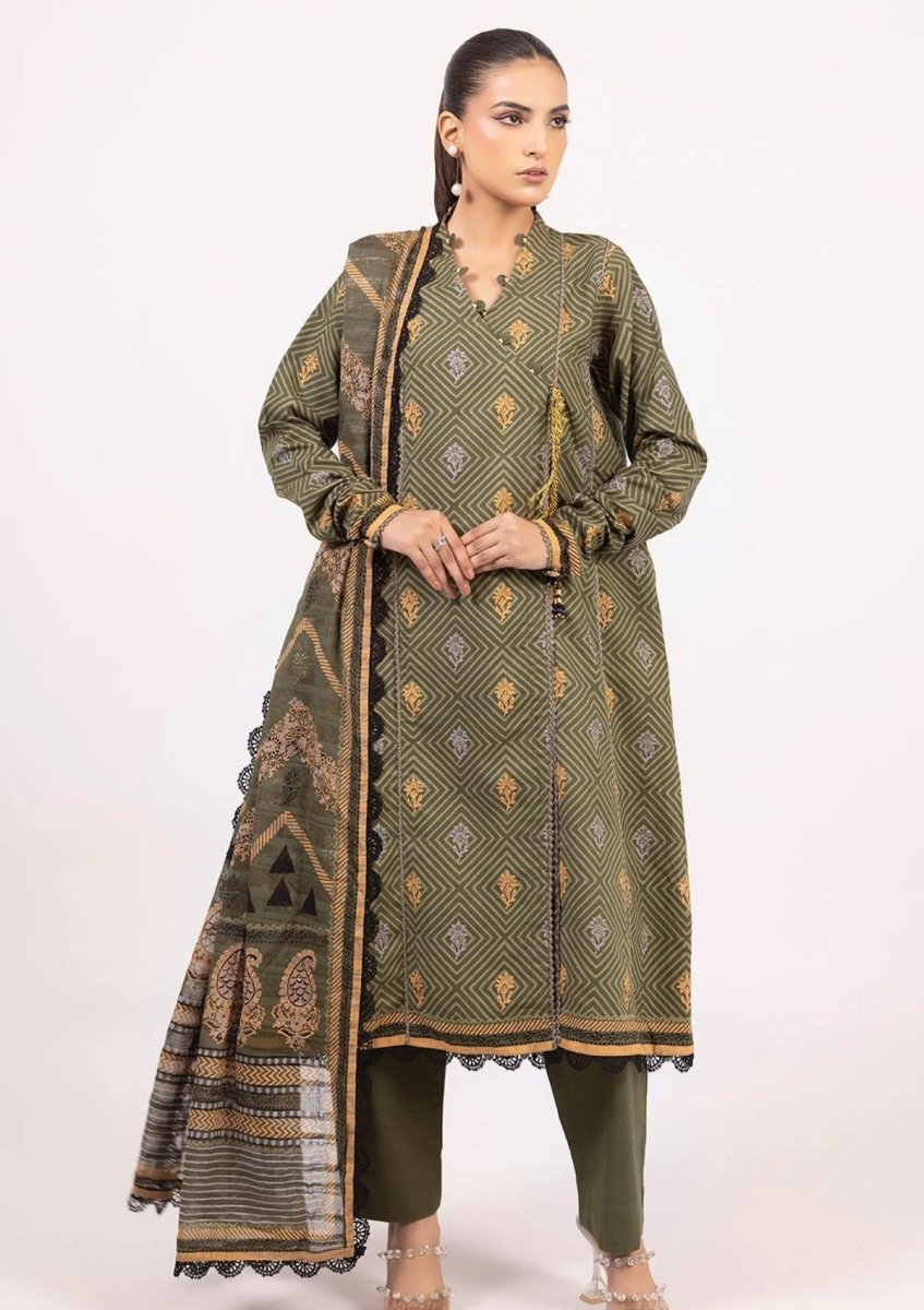 Gul Ahmed 3 Piece Unstitched Printed Stripe Khaddar Suit K-52081