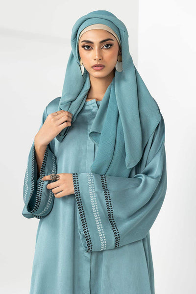 Gul Ahmed 02 Piece Stitched Georgette Block Printed Abaya With Dyed Scarf KAB-22101