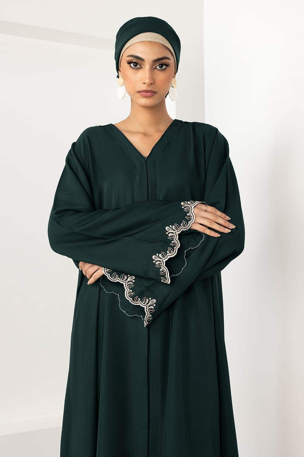 Gul Ahmed 02 Piece Stitched Georgette Embroidered Abaya With Dyed Scarf KAB-22127