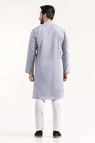 Gul Ahmed Ready to Wear Grey Semi Fashion Kurta - KE-1459