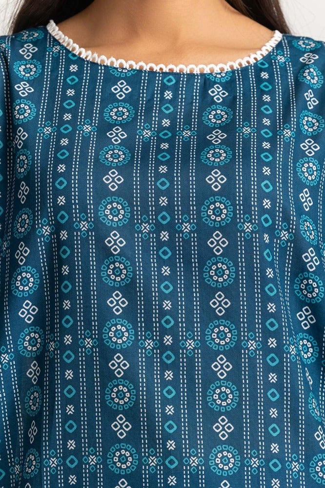 Gul Ahmed 03 Piece Stitched Printed Lawn Shirt Dupatta Dyed Trouser KJP-43161