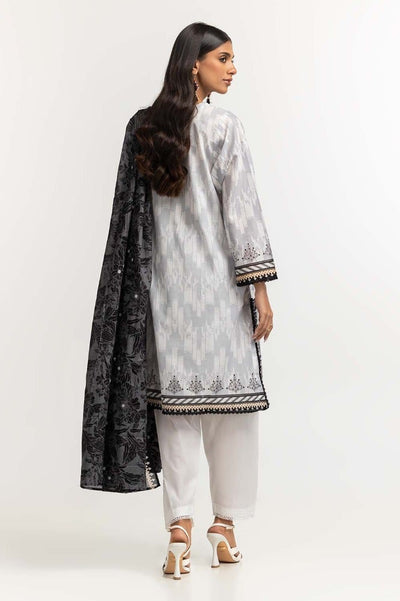 Gul Ahmed 03 Piece Stitched Printed Lawn Shirt Dupatta Dyed Trouser KJP-43174