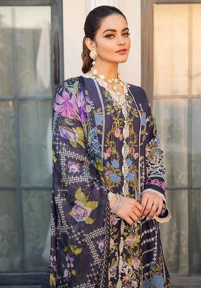 Kafh Premium 3 Piece Stitched Embroidered Lawn Suit - KLL-06-A MIDNIGHT ORCHARD