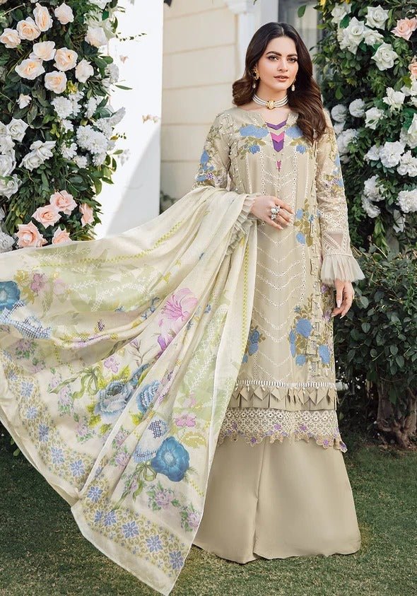 Kafh Premium 3 Piece Stitched Embroidered Lawn Suit - KLL-06-B BUTTERCUP