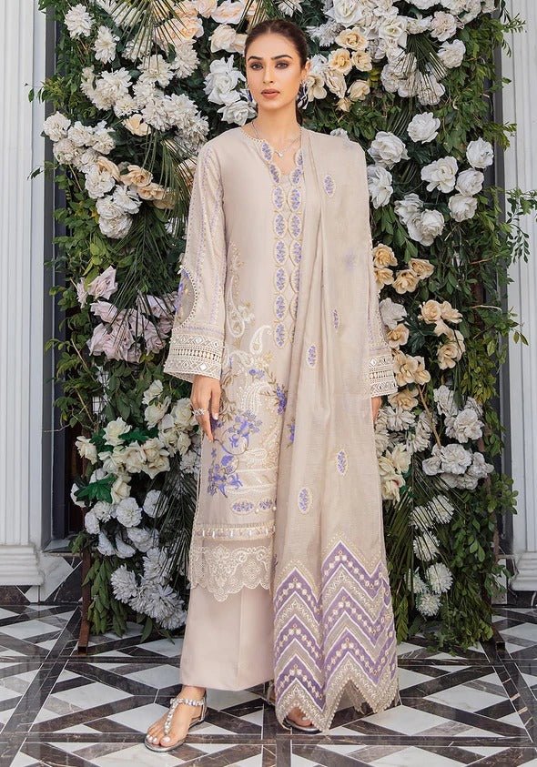 Kafh Premium 3 Piece Stitched Embroidered Lawn Suit - KLL-08-A ISABEL