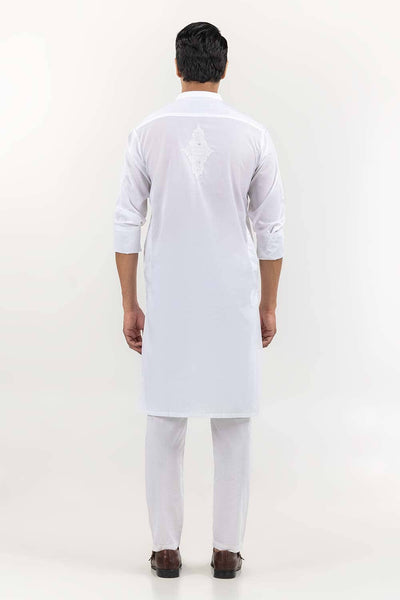 Gul Ahmed Ready to Wear White Basic Kurta KR-EMB22-006