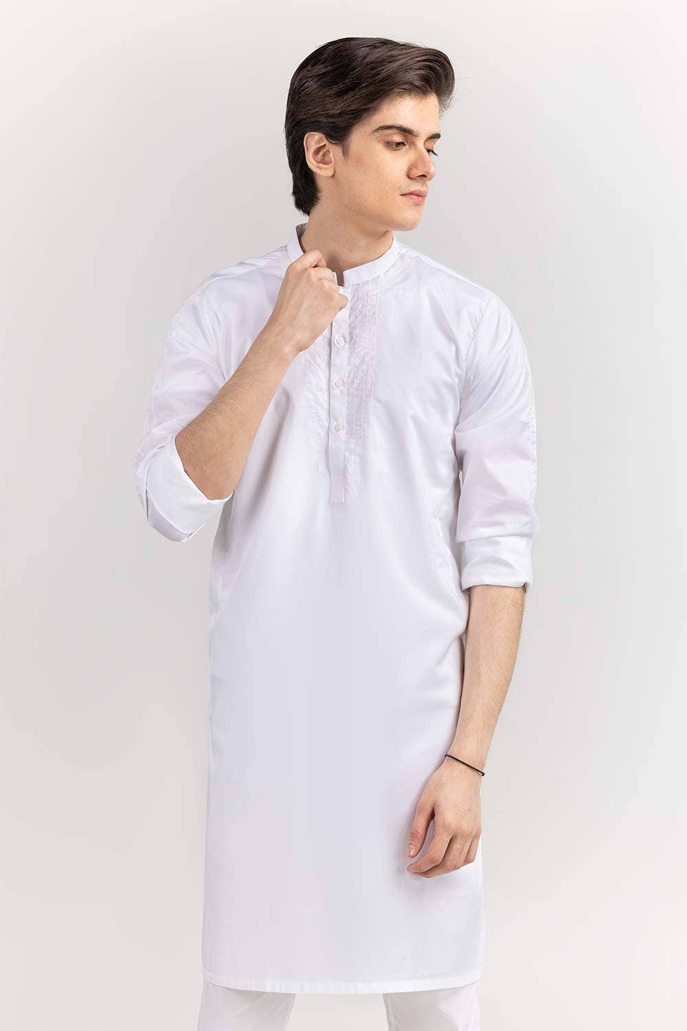 Gul Ahmed Ready to Wear White Basic Kurta KR-EMB22-007