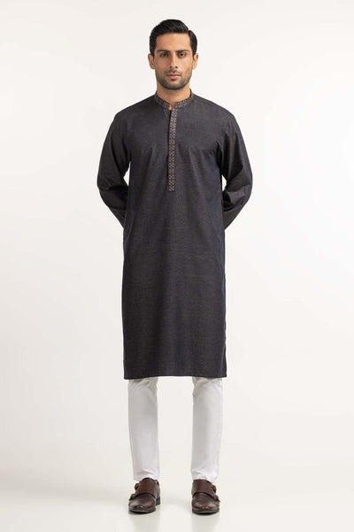 Gul Ahmed Ready to Wear Men's Blue Embroidered Kurta KR-EMB24-008