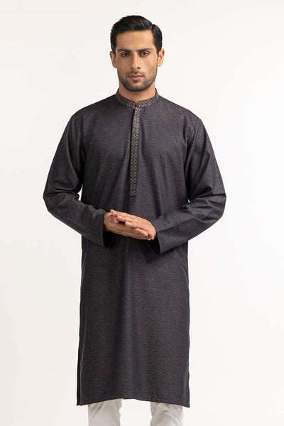 Gul Ahmed Ready to Wear Men's Blue Embroidered Kurta KR-EMB24-008