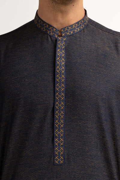 Gul Ahmed Ready to Wear Men's Blue Embroidered Kurta KR-EMB24-008