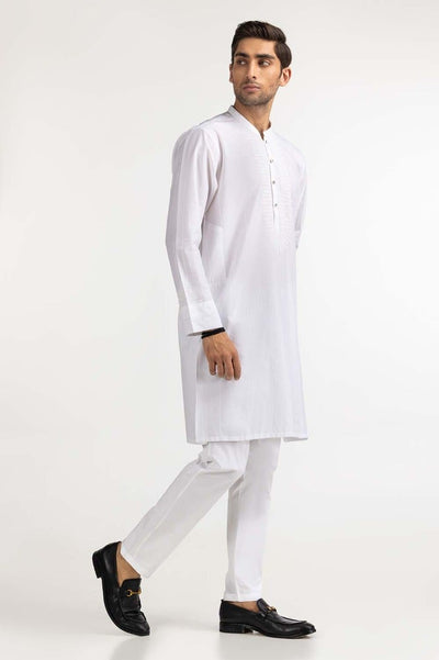 Gul Ahmed Ready to Wear White Embroidered Kurta KR-EMB24-012
