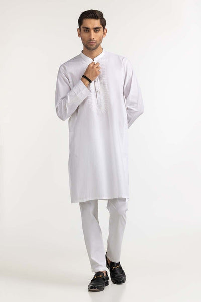 Gul Ahmed Ready to Wear White Embroidered Kurta KR-EMB24-012