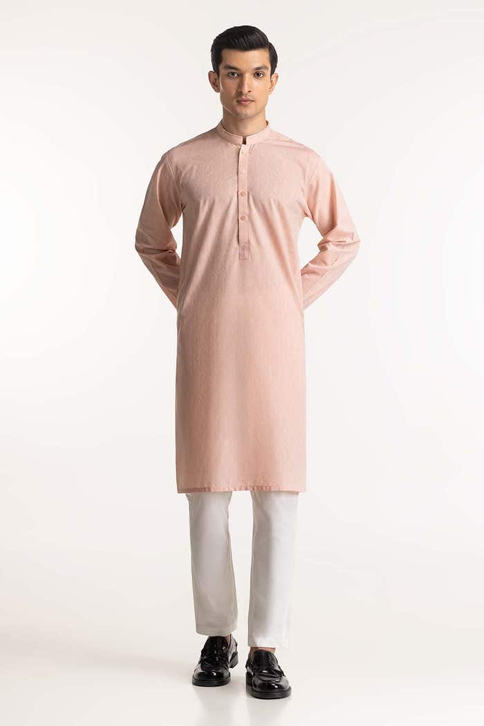 Gul Ahmed Ready to Wear Pastel Peach Embroidered Kurta KR-EMB24-027