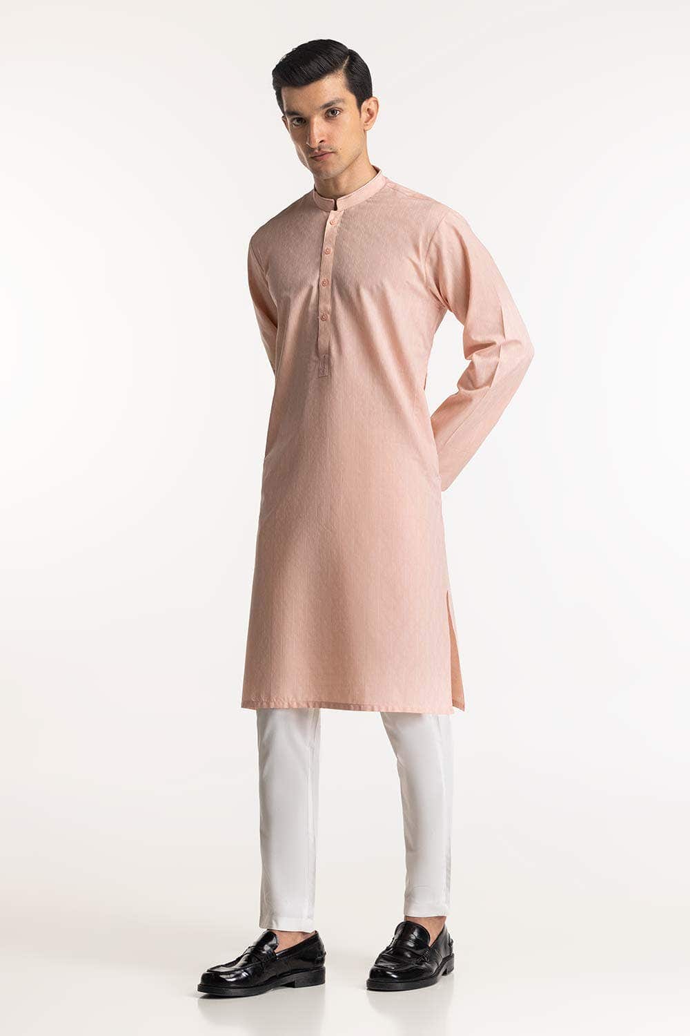 Gul Ahmed Ready to Wear Pastel Peach Embroidered Kurta KR-EMB24-027