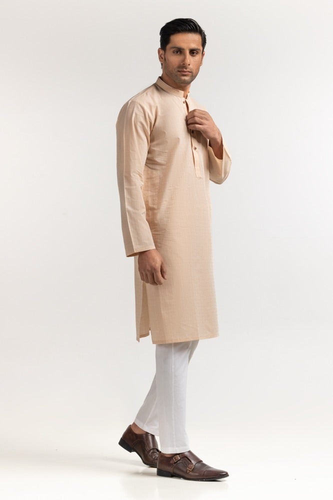 Gul Ahmed Ready to Wear Peach Embroidered Kurta KR-EMB24-028